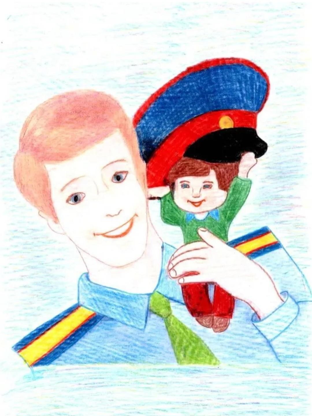 Рисунок мой папа военный детский рисунок
